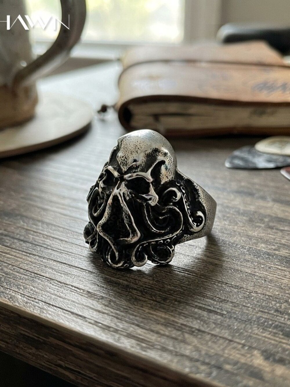 Mens Octopus Skull Ring